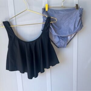 Stylish Black and Striped Bikini Set